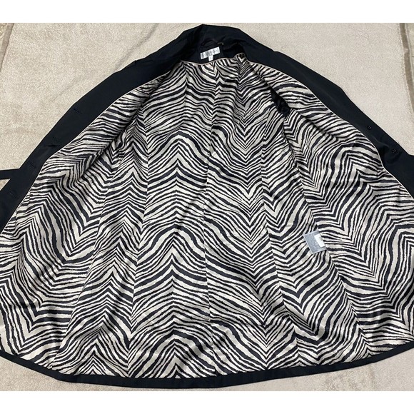 Via Spiga XL Womens Black Rain Coat Jacket Trench Animal Print Lining Belted - Picture 12 of 14